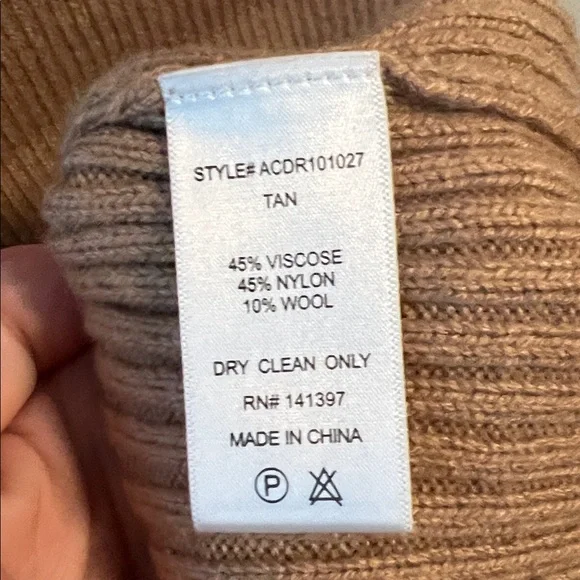 Astr the label One Shoulder Tan Ribbed Wool blend sweater dress - Picture 3 of 4